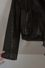 1980's BLACK FRINGE LEATHER CROPPED BIKER JACKET | SIZE M