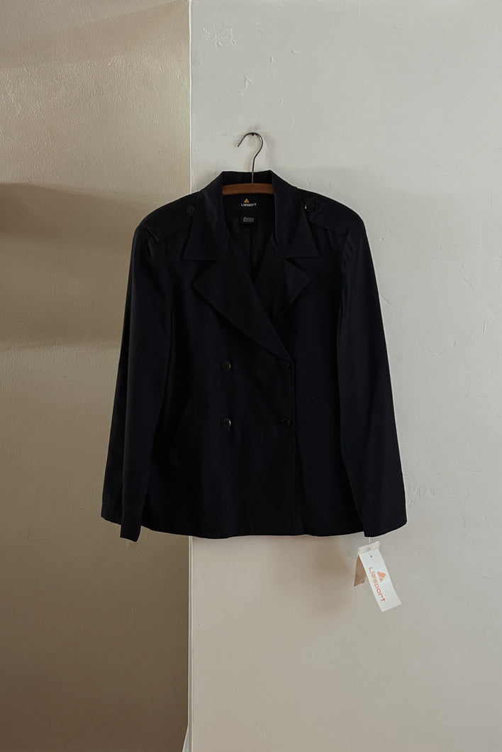 1990's TEXTURED NAVY DOUBLE BREASTED BLAZER