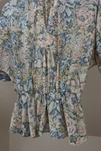 1970's FLORAL PUFF SLEEVE PEPLUM TOP | SIZE M