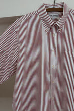 1980's RED STRIPE COTTON BUTTON DOWN | SIZE XL