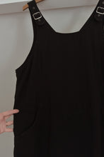 1990's BLACK COTTON OVERALL PRAIRIE DRESS | SIZE M/L