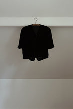 1920's RARE BLACK SILK VELVET ZIP FRONT TOP | SIZE S/M