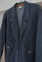 1980's STUDDED DENIM BLAZER BOMBER | SIZE M
