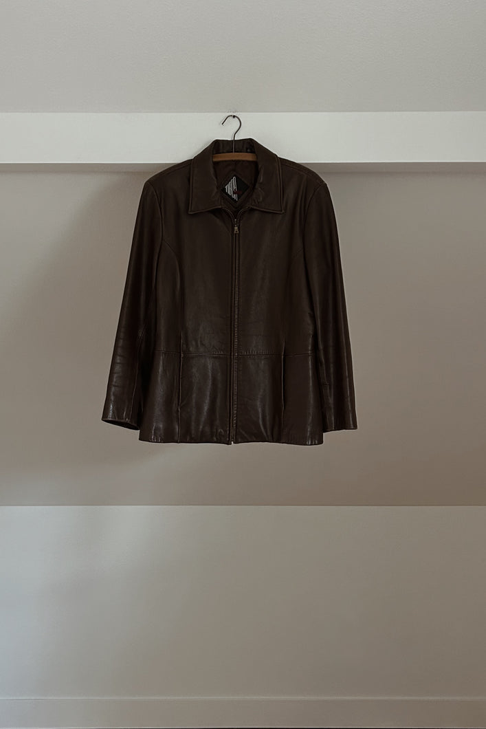 1990's CHOCOLATE BUTTERY LEATHER JACKET | SIZE M/L