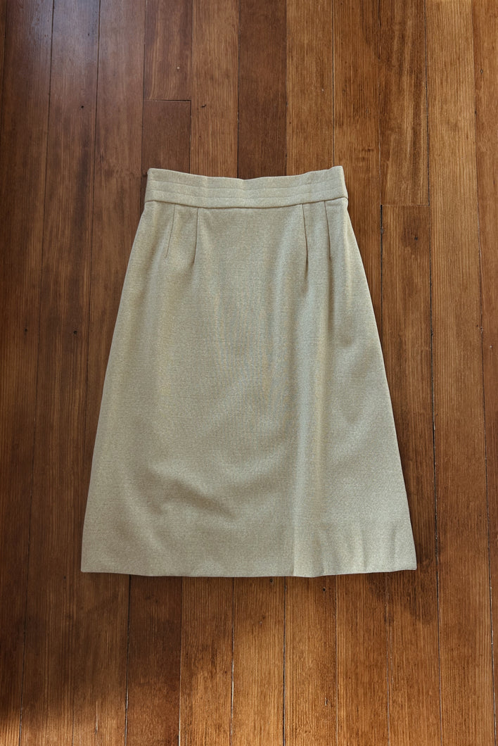 1970's HEATHER CAMEL KNIT MIDI SKIRT | SIZE S