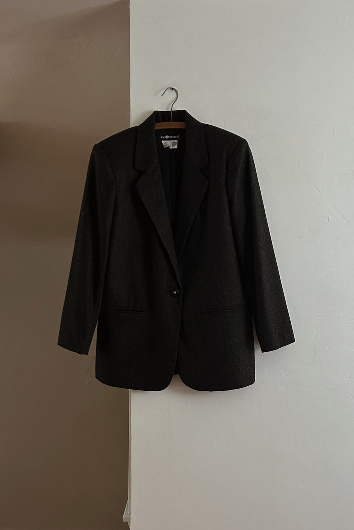 1990's CHARCOAL PURE WOOL BLAZER | SIZE M