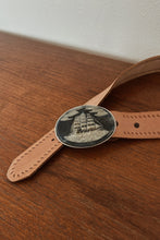 1970's INCOLAY STONE ON LEATHER SEAFARER BELT | SIZE M