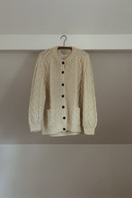 1980's HAND KNIT WOOL FISHERMAN CARDIGAN | SIZE L