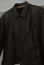 1980's BLACK BRAIDED LEATHER BIKER JACKET | SIZE M/L