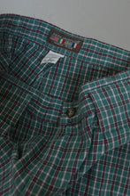 1980's PARIS SPORT PLAID COTTON PLEATED TROUSER SHORTS | SIZE 28