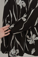 1990's / Y2K PURE SILK BLACK FLORAL BLOUSE | SIZE M