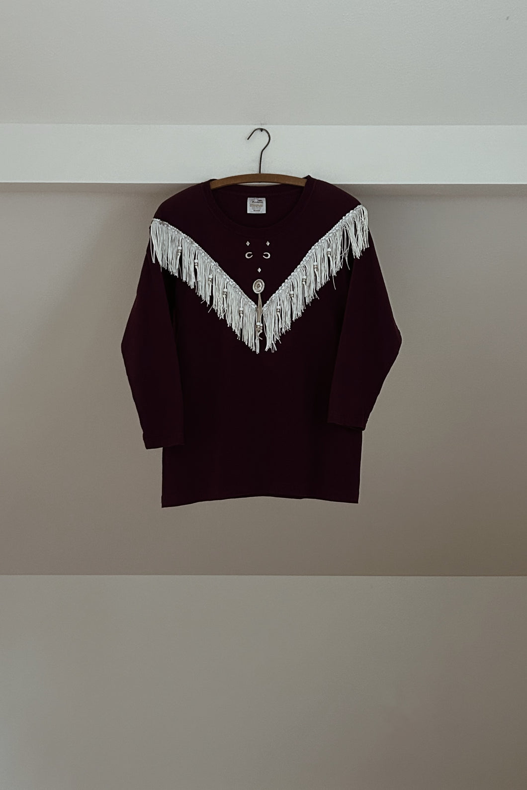 1990's SOUTHWESTERN COTTON FRINGE TEE | SIZE M