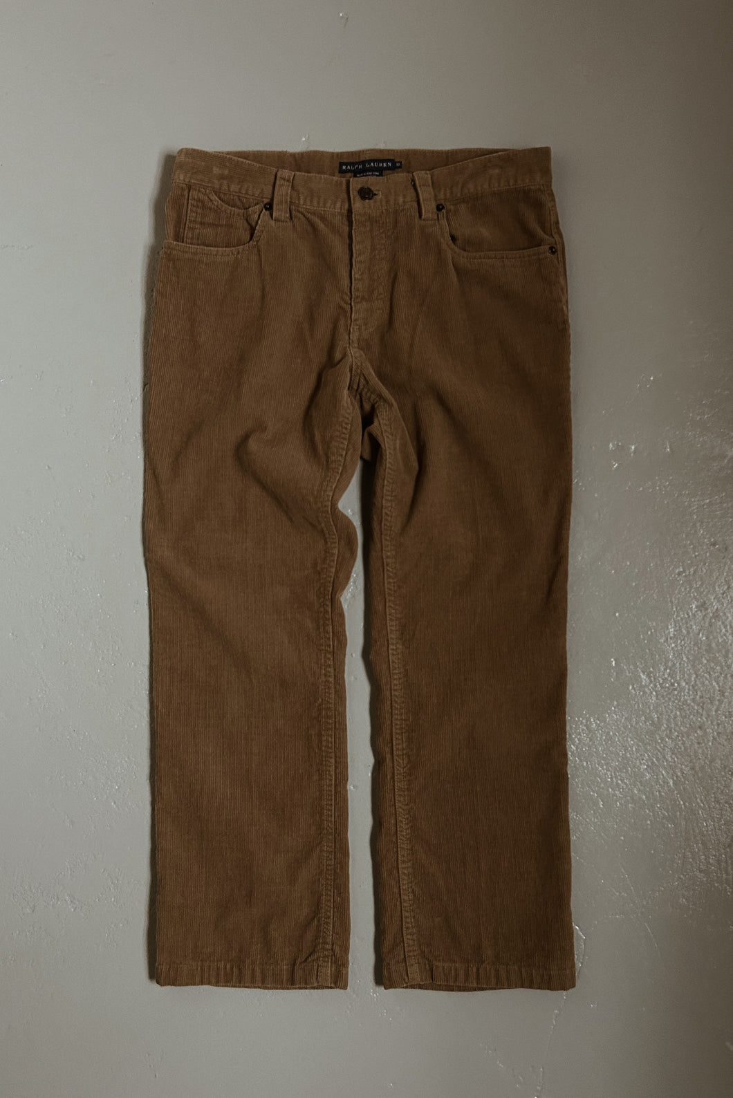 Y2K RALPH LAUREN CAMEL CORD CROPPED KICK FLARES | SIZE 28