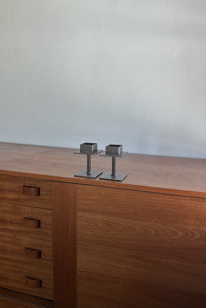 1970's BRUTALIST IRON CANDLE HOLDERS