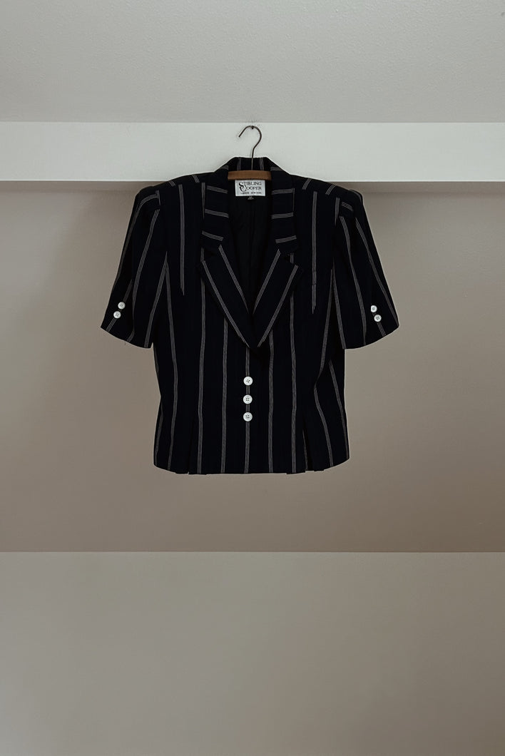 1980's STRUCTURED STRIPE PEPLUM JACKET | SIZE M