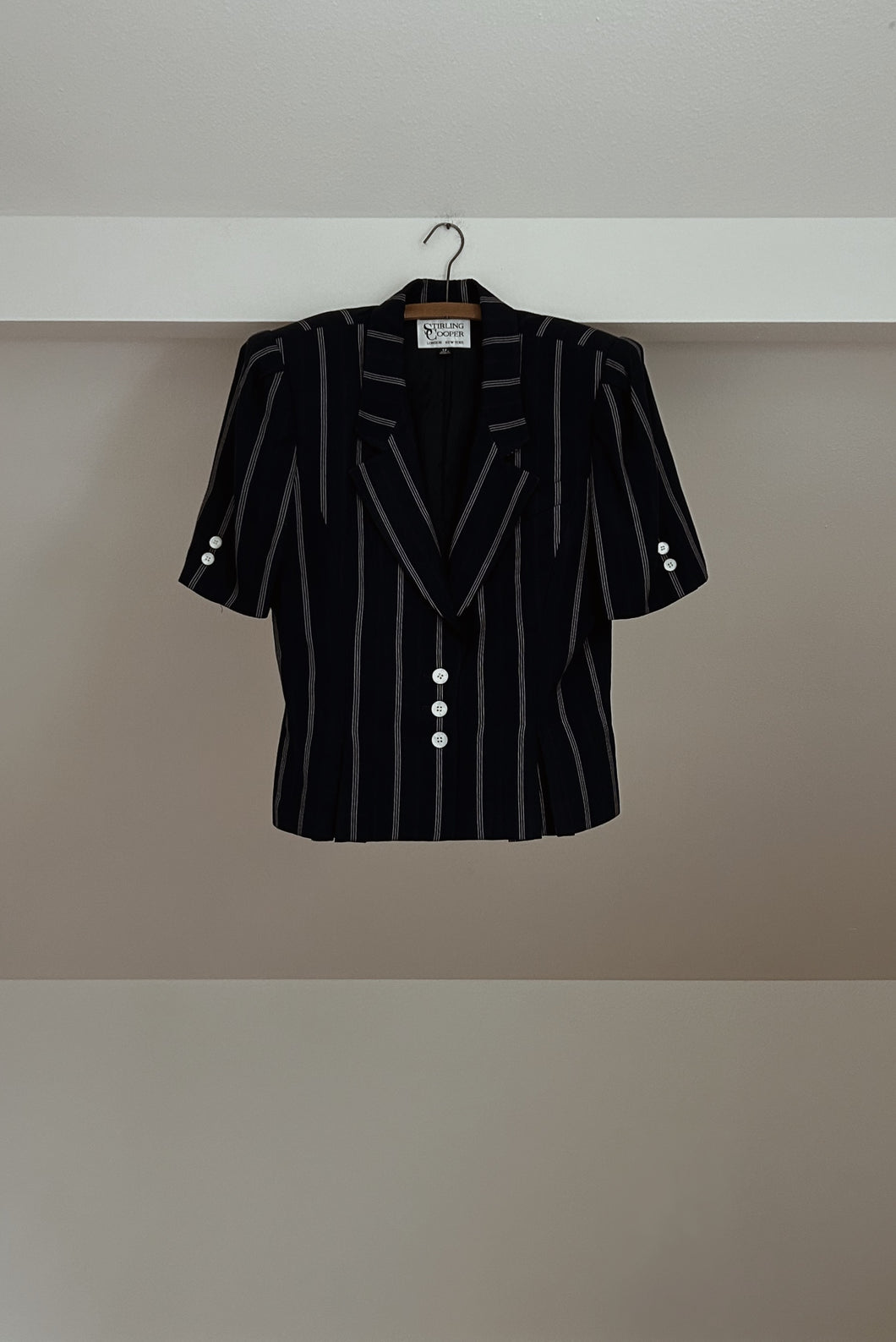 1980's STRUCTURED STRIPE PEPLUM JACKET | SIZE M