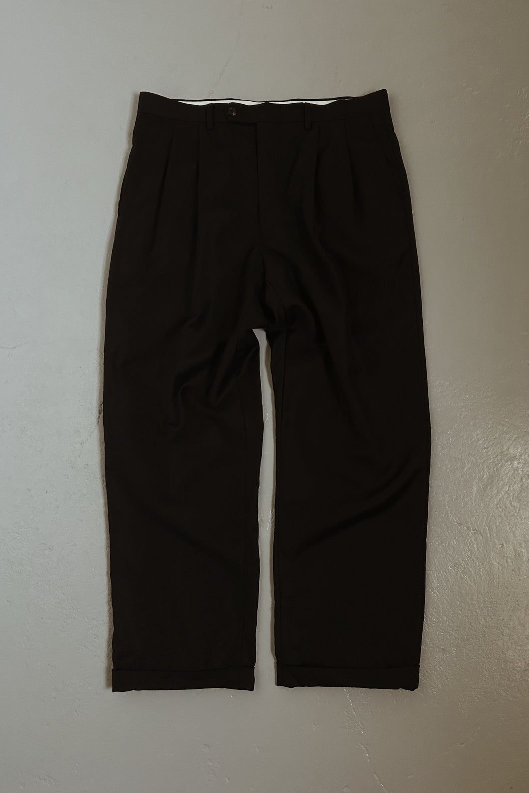 1990's RALPH LAUREN MIDNIGHT WOOL + CASHMERE TROUSERS | SIZE 28