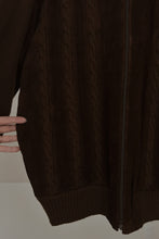 1970's CHOCOLATE SUEDE CABLE KNIT ZIP JACKET | SIZE XL