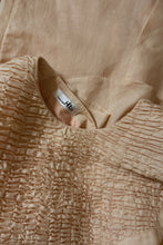 1980's BLUSH LINEN SMOCKED PEPLUM DRESS | SIZE S