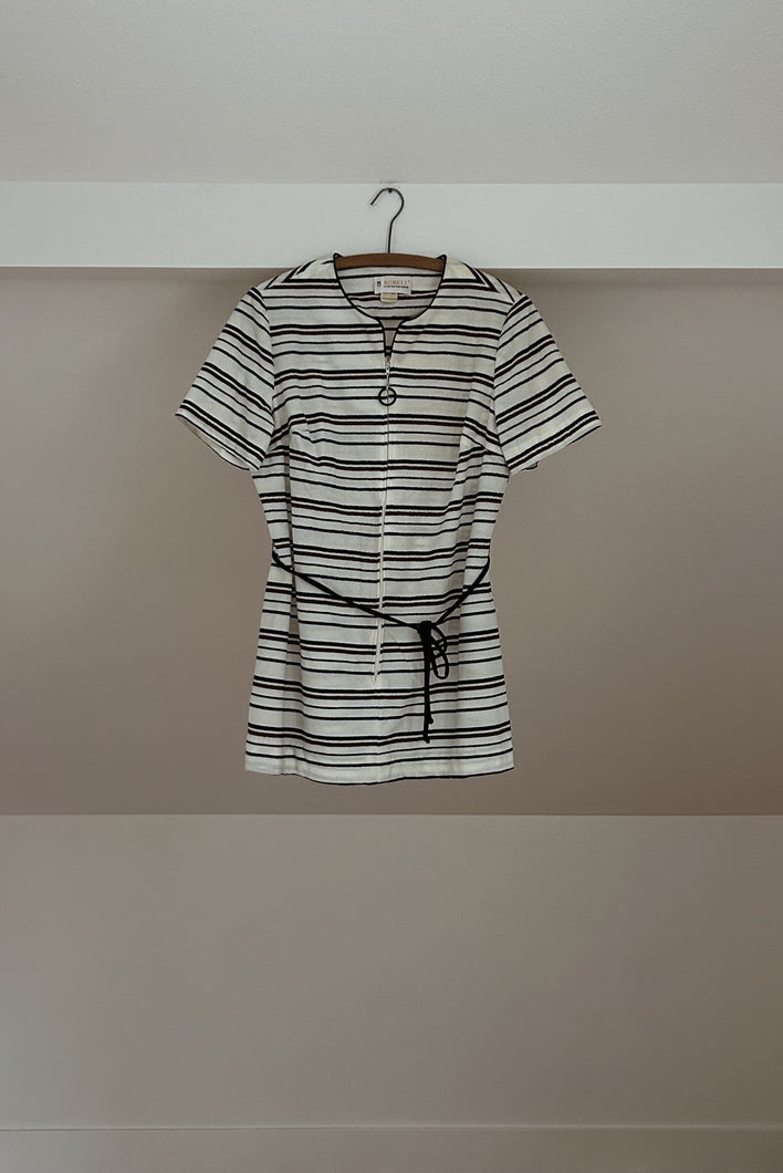 1970's TERRY STRIPE COVERUP MINI DRESS | SIZE M