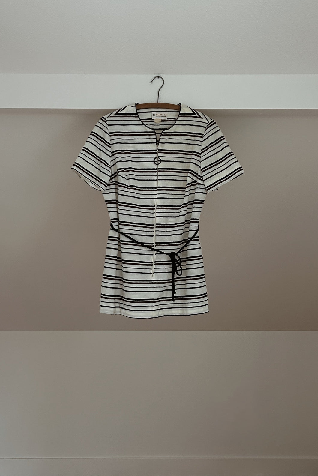 1970's TERRY STRIPE COVERUP MINI DRESS | SIZE M