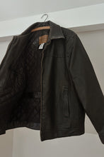 1990's DARK CHOCOLATE FAUX LEATHER HEIRLOOM BIKER JACKET | SIZE L/XL