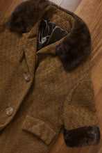 1960's MOD OCHRE WOOL + FUR COAT | SIZE M