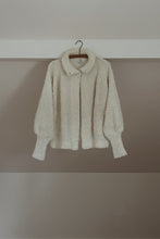 1980's POPCORN KNIT PUFF SLEEVE CARDIGAN | SIZE M