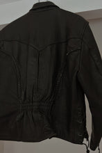 1980's BLACK BRAIDED LEATHER BIKER JACKET | SIZE M/L