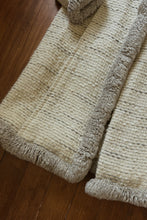 1950's ITALIAN GRID WOVEN WOOL + SHAG TRIM COAT | SIZE S