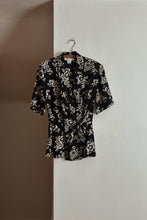 1990's FLORAL WRAP PEPLUM BLOUSE