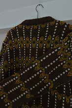 1960's HAND KNIT CHOCOLATE NORWEGIAN WOOL CARDIGAN | SIZE M
