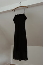 1990's BLACK FLORAL BUST BIAS CUT SLIP STYLE DRESS | SIZE M