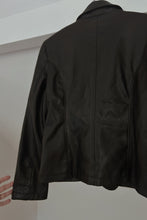 1990's RVT FAUX LEATHER BLACK BLAZER JACKET | SIZE M