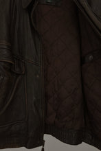 1990's CHOCOLATE PEBBLED LEATHER BOMBER | SIZE L