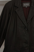 1990's WILSONS BLACK LEATHER TRENCH JACKET | SIZE XL
