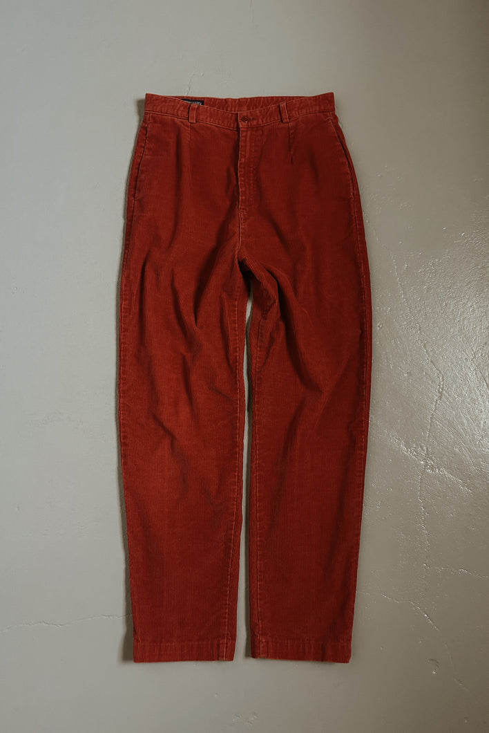 1990's LANDS END RED ORANGE CORDUROYS | SIZE 29