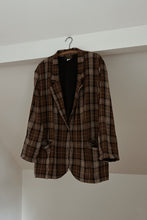 1990's CHOCOLATE TEXTURED PLAID BLAZER | SIZE 2XL