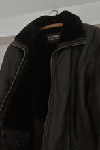 1990's WILSONS FAUX SHEARLING LINED BLACK LEATHER JACKET | SIZE L/XL