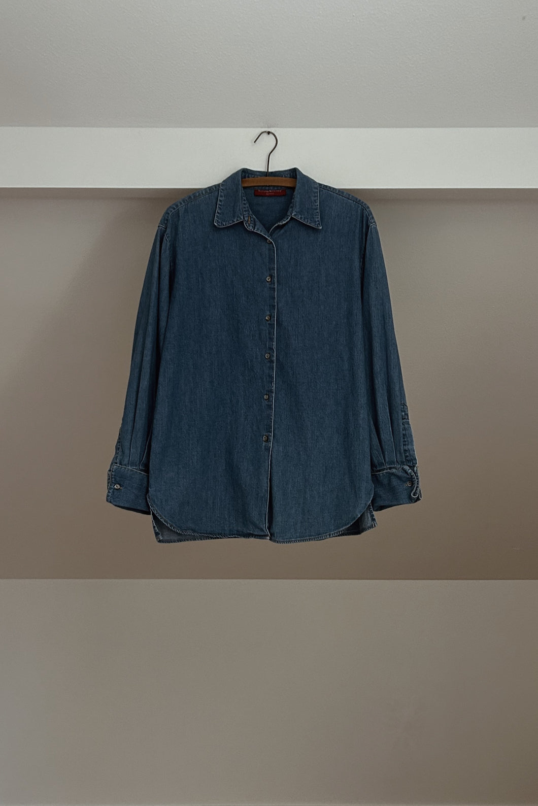 1990's BR FRENCH CUFF DENIM SHIRT | SIZE M