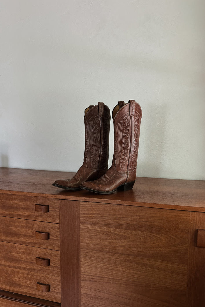 1990's TONY LAMA LEATHER COWBOY BOOTS | SIZE 6.5