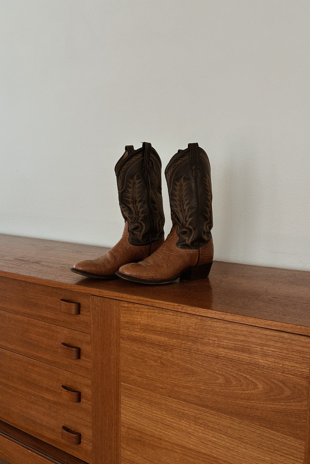 1990's TONY LAMA TWO TONE LEATHER COWBOY BOOTS | SIZE 9.5