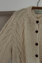1980's HAND KNIT WOOL FISHERMAN CARDIGAN | SIZE L