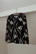 1990's / Y2K PURE SILK BLACK FLORAL BLOUSE | SIZE M