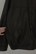 1990's BLACK PEBBLED LEATHER BOMBER JACKET | SIZE XL