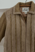 1970's CAMEL SUEDE CABLE KNIT ZIP JACKET | SIZE M/L