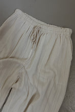 1990's COTTON GAUZE GRECIAN STRIPE LOUNGE TROUSERS | SIZE M
