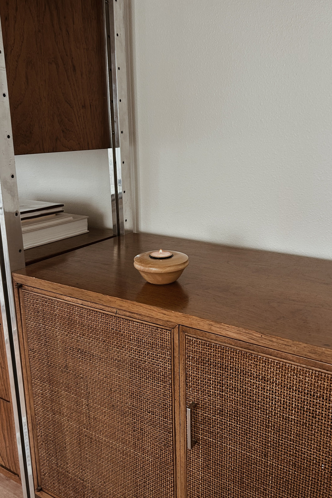 HAND CARVED SYCAMORE TEA LIGHT CANDLE HOLDER