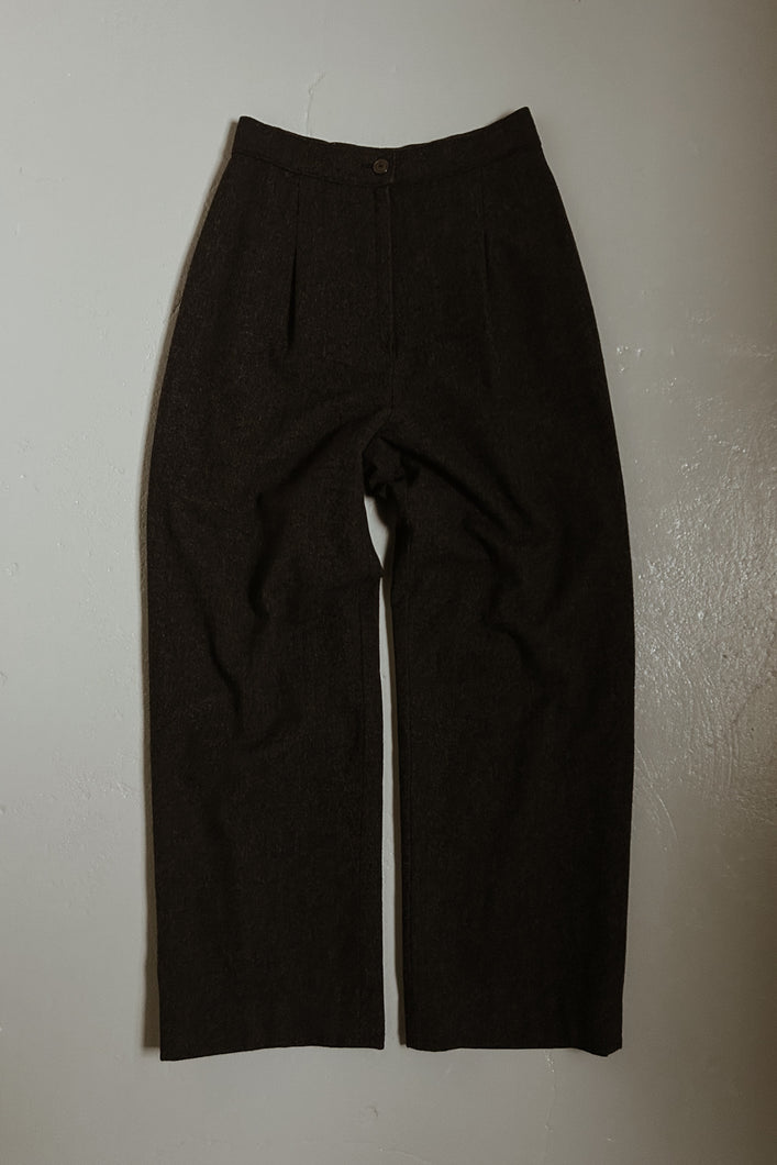 1970's CHARCOAL WOOL WIDE LEG TROUSERS | SIZE 27