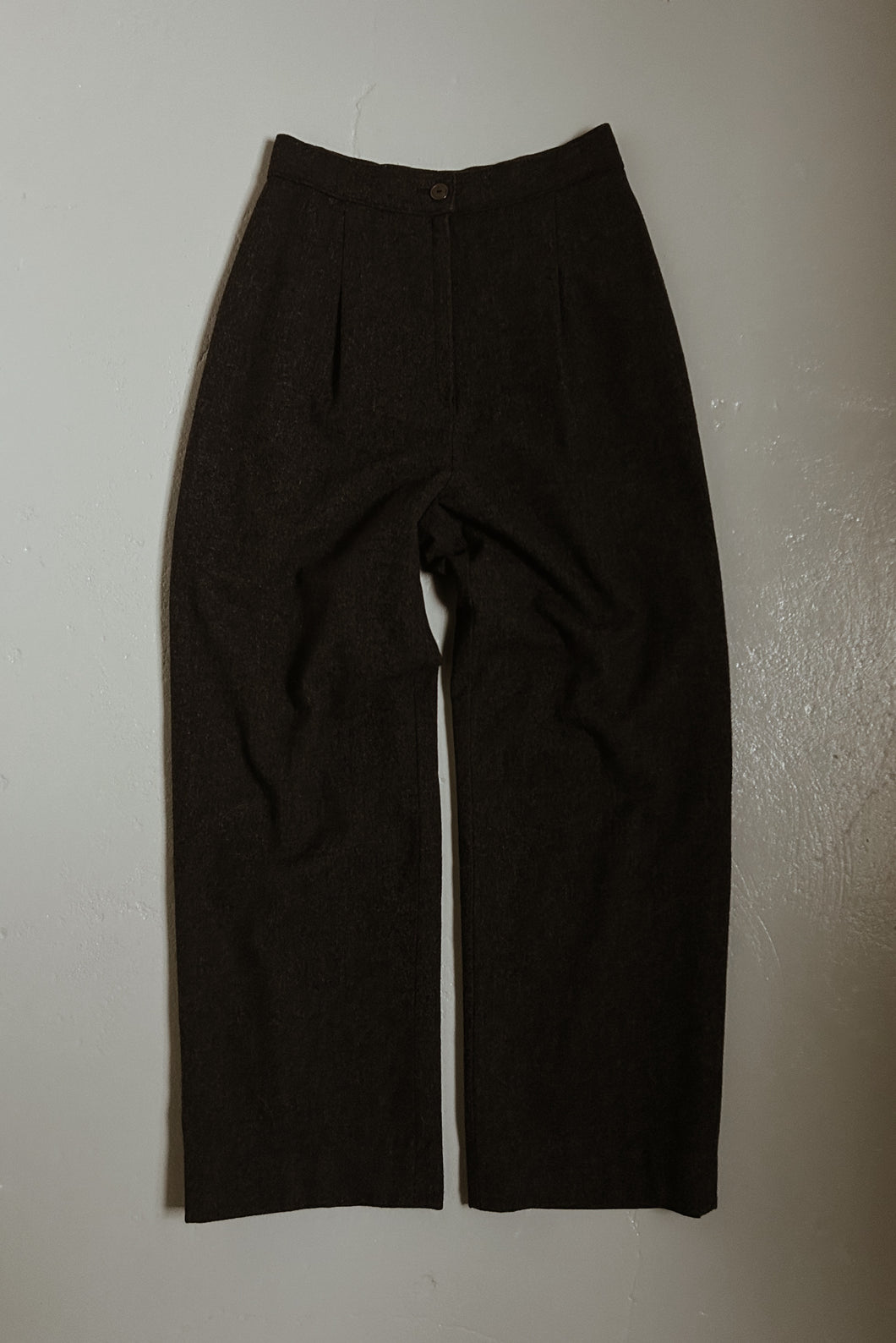 1970's CHARCOAL WOOL WIDE LEG TROUSERS | SIZE 27